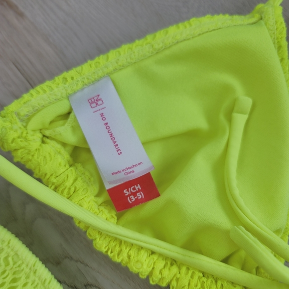 💕 Neon Yellow Lace Two Pieces Swim Bikini Set Women's Size Small Medium - Picture 3 of 8